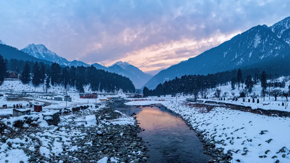 Scenic panoramic view of major mountain valleys in Kashmir