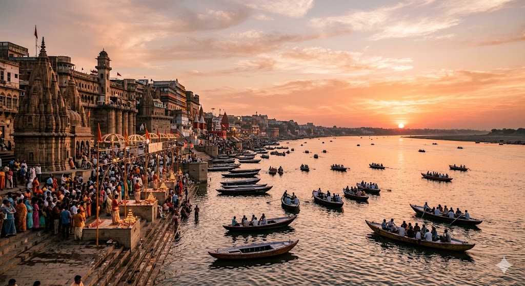 Holy Triveni Sangam confluence point in Prayagraj